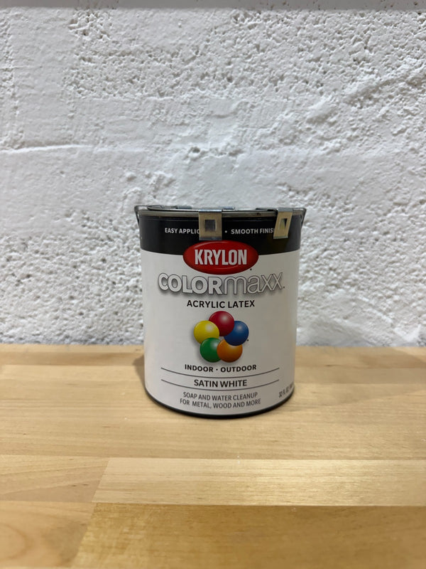 Krylon Colormaxx Acrylic Latex Indoor Outdoor Satin White Metal Wood QT - N 5628