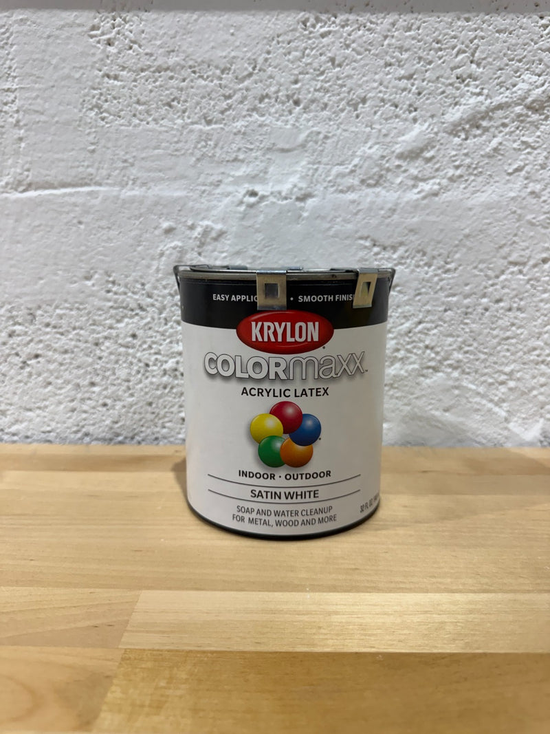 Krylon Colormaxx Acrylic Latex Indoor Outdoor Satin White Metal Wood QT - N 5628
