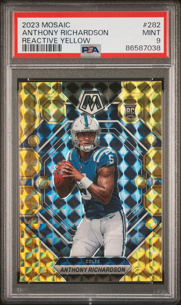 2023 Panini Mosaic #282 Anthony Richardson Reactive Yellow PSA 9