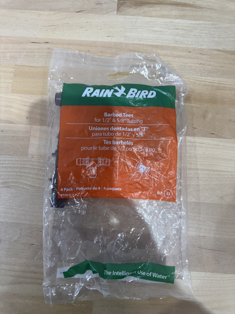 Rain Bird Tee, 1/2 In. Tubing, Brown, Plastic, PK4 BT50/4PKS A51049 9144759
