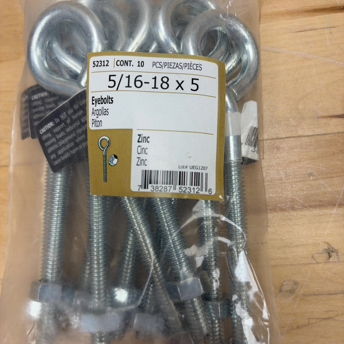 Eye Bolt 5/16" 18 in Shank Steel Zinc Plated 10 PK - 52312