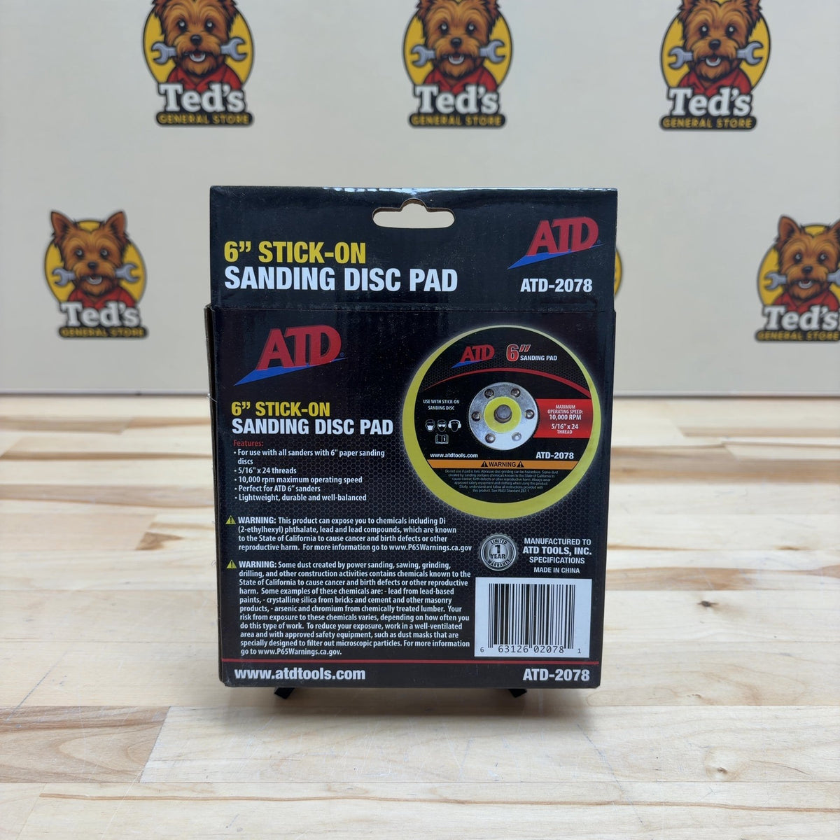 ATD 6-Inch Stick-On Sanding Disc Pad - Model 2078
