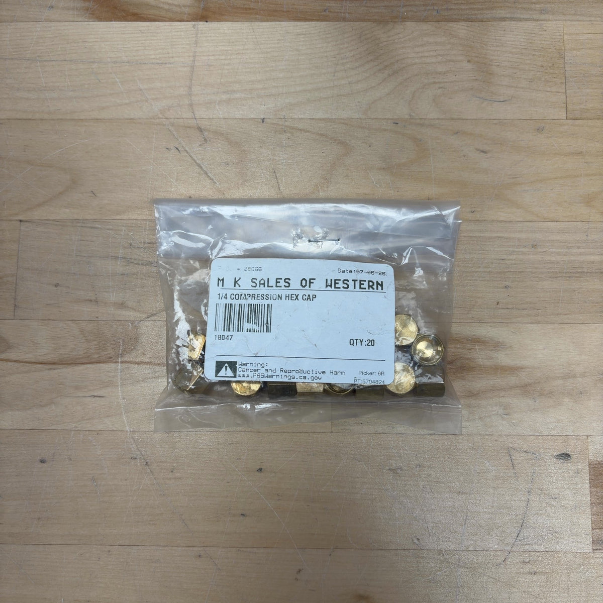 1/4" Brass Valve Cap, 20PK - BFC.1-4.10