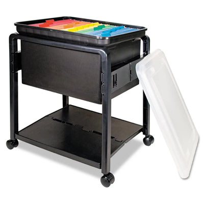 55758 Folding Mobile File Cart, 14-1/2w x 18-1/2d 21-3/4h, Clear/Black