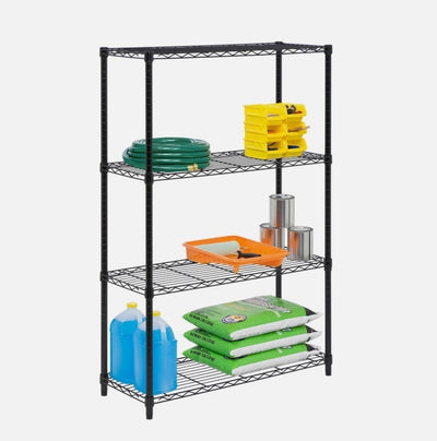 SHF-01908 ADJUSTABLE STORAGE SHELVING UNIT, 36LX14WX54 - BLACK