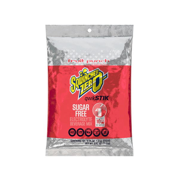 Sqwincher Qwik Stik - Fruit Punch - 10 oz Yield ZERO Sugar Powder Mix