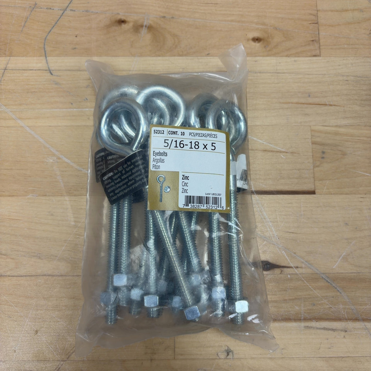 Eye Bolt 5/16" 18 in Shank Steel Zinc Plated 10 PK - 52312