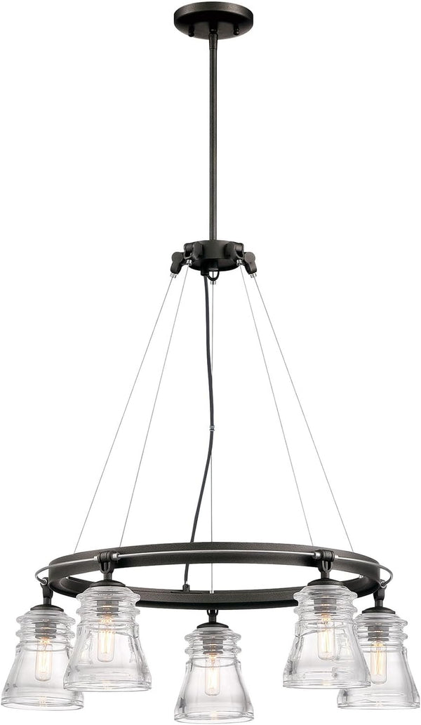 Minka Lavery 2736-709 Graham Avenue 5 Light 26"W Ring Chandelier - Smoked Iron /