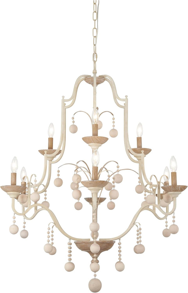 Minka Lavery 2669-717 Colonial Charm 9 Light 34"W Taper Candle Style White Wash
