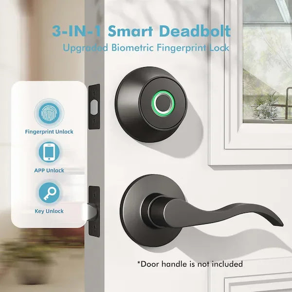 Euerte WrightMaster 3 in 1 Smart Lock Deadbolt Fingerprint ZR-DF01T-BK