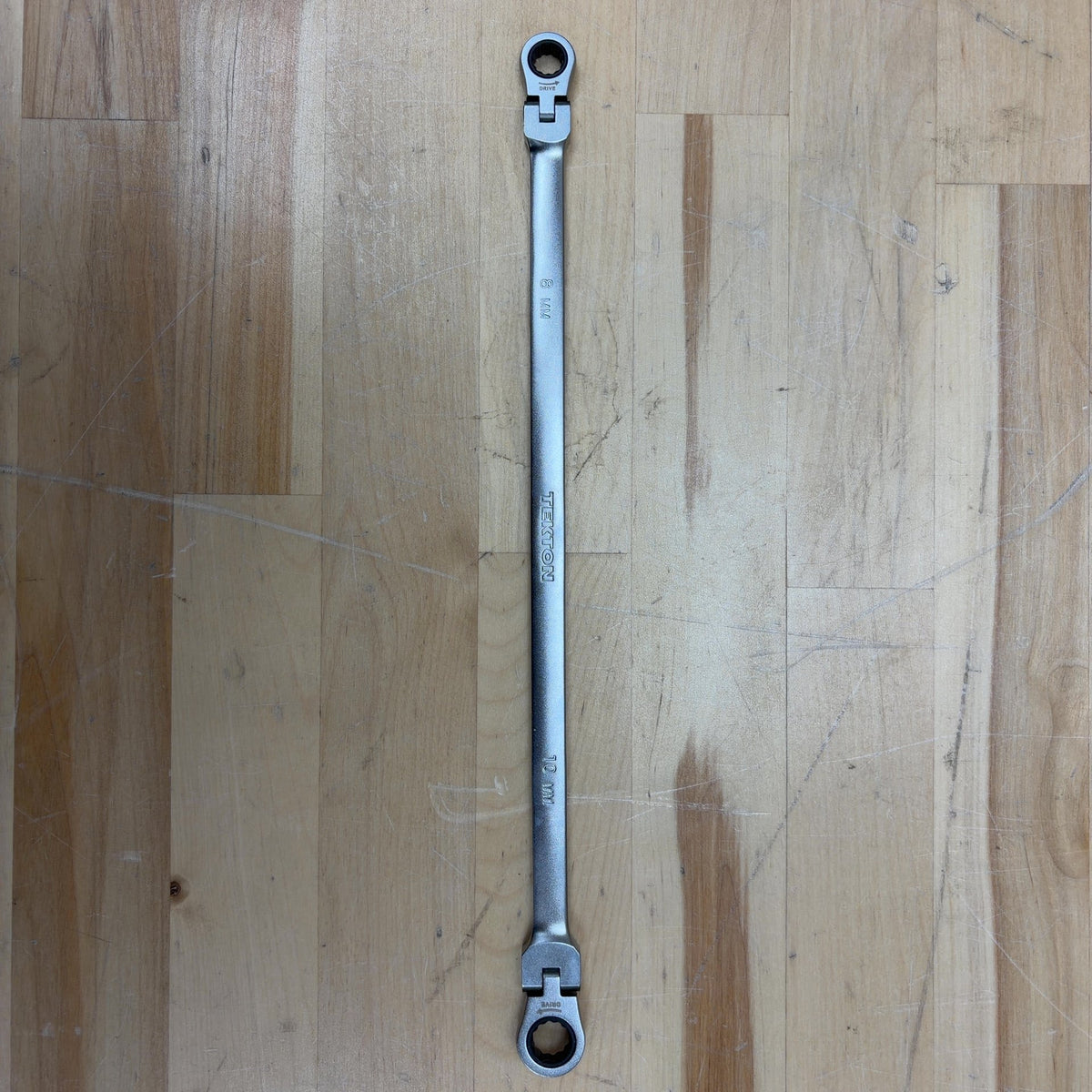8 x 10 mm Long Flex Head 12-Point Ratcheting Box End Wrench - WRB36408