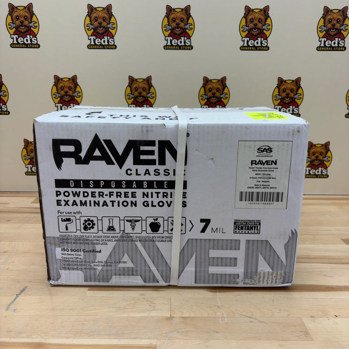 Raven Disposable Nitrile Gloves 7mil 2XL 10bx of 100 Black - 66520