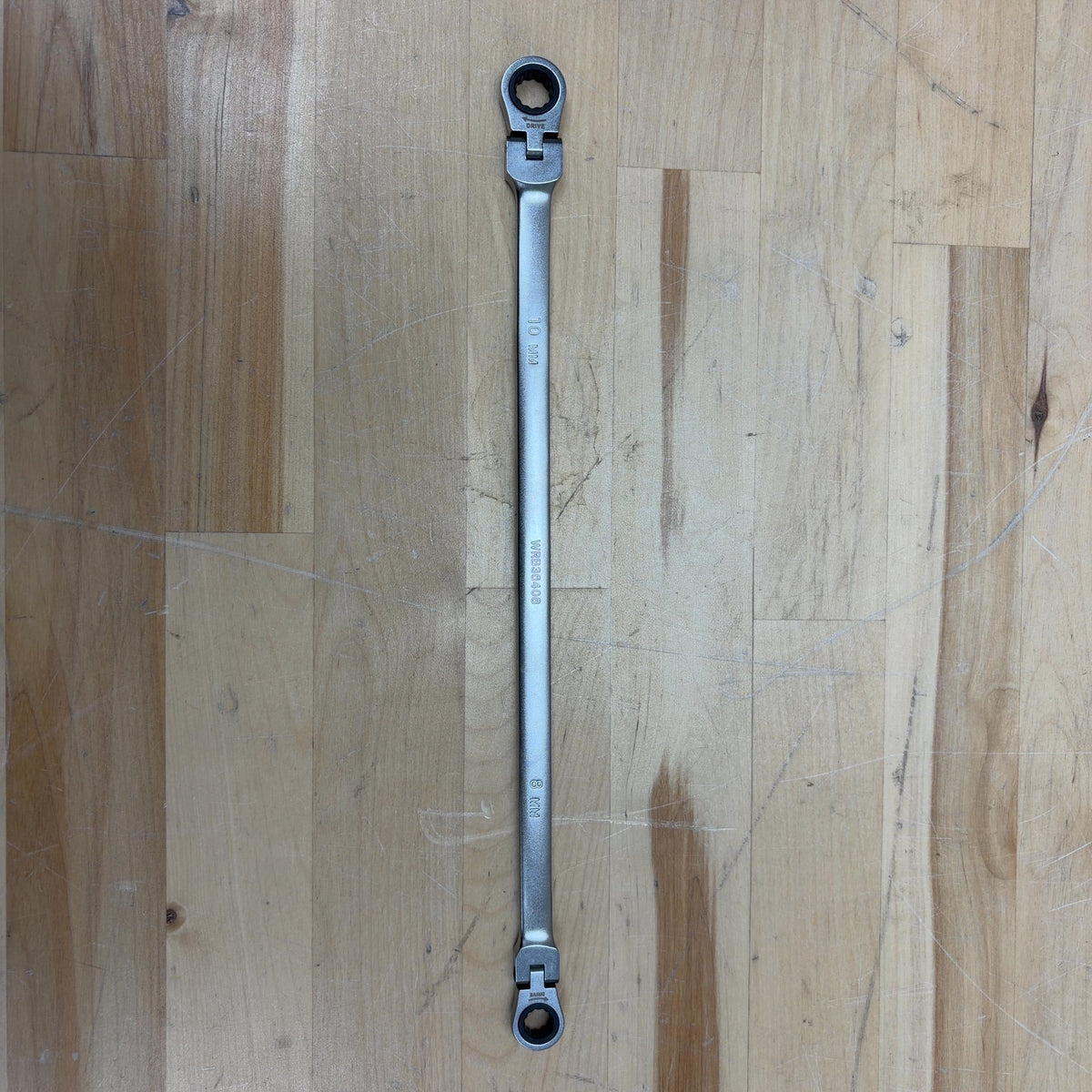 8 x 10 mm Long Flex Head 12-Point Ratcheting Box End Wrench - WRB36408