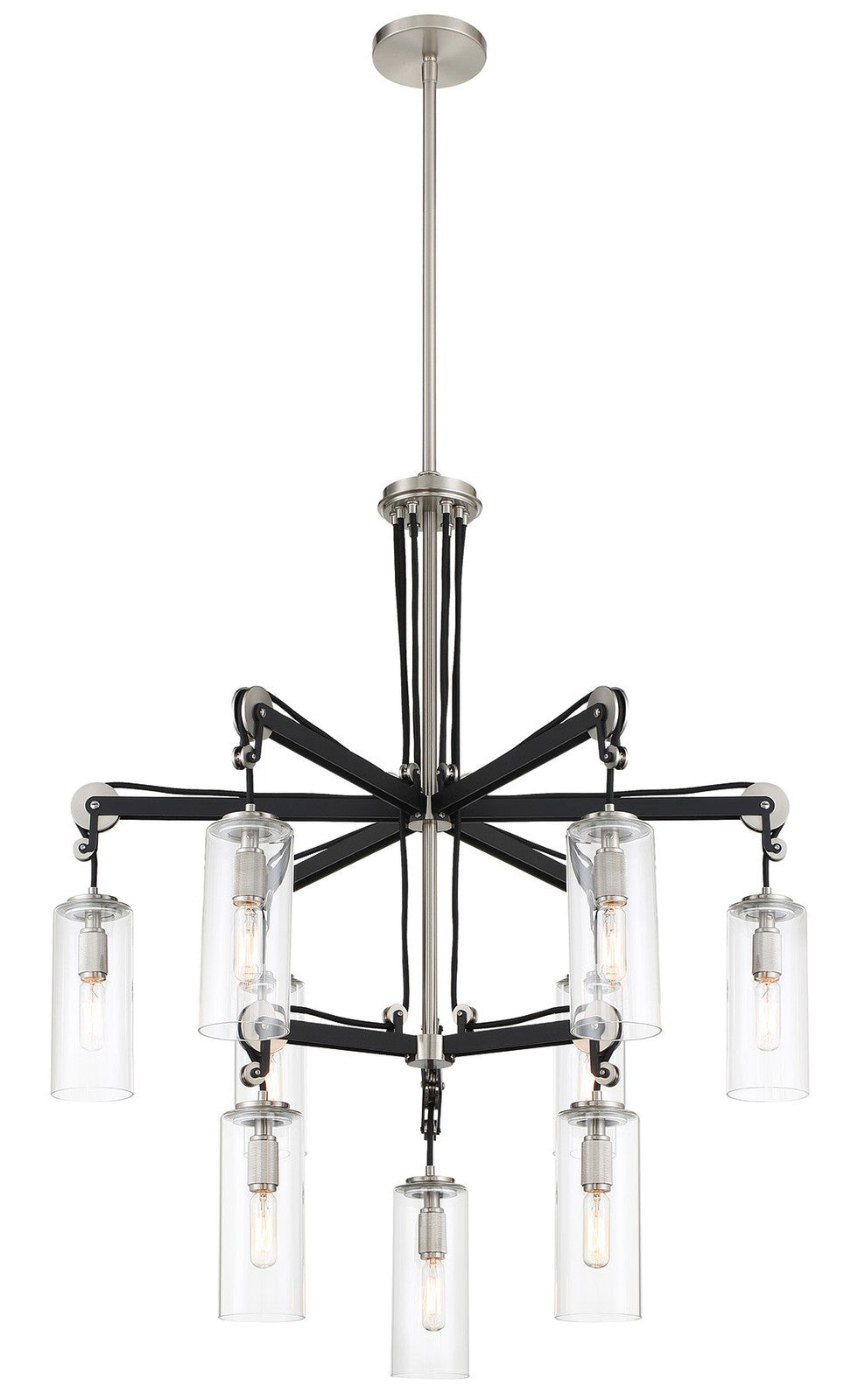 Minka Lavery 2899-691 Pullman Junction 9 Light 30"W 2 Tier Chandelier - Brushed