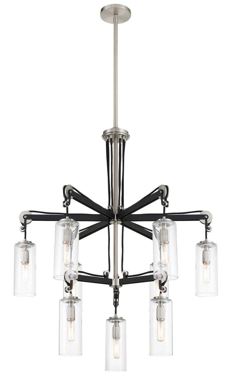 Minka Lavery 2899-691 Pullman Junction 9 Light 30"W 2 Tier Chandelier - Brushed
