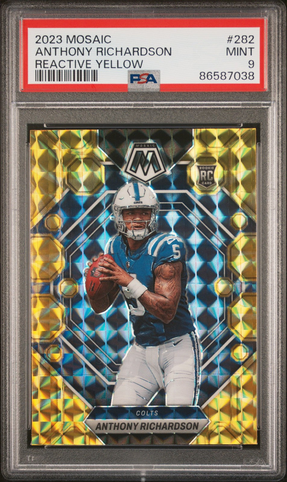 2023 Panini Mosaic #282 Anthony Richardson Reactive Yellow PSA 9