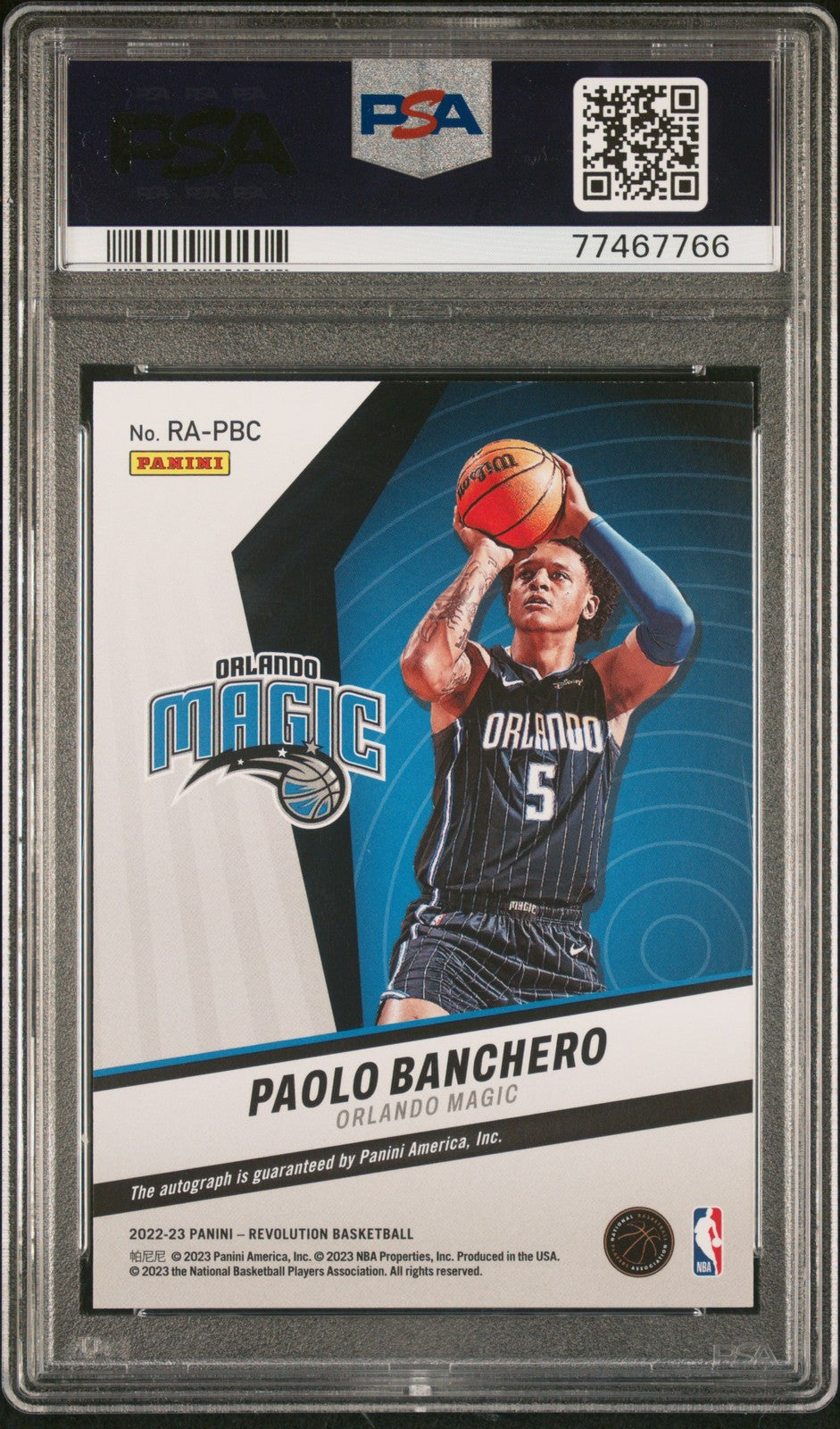 2022-23 Panini Revolution #RA-PBC Paolo Banchero Rookie Autographs Asia PSA 9