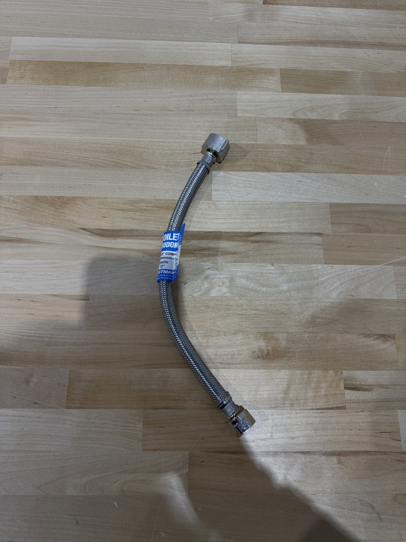 Eastman 12 Inch Steel-Flex Braided Toilet Connector, 7/8 Inch Ballcock x 1/2 Inc