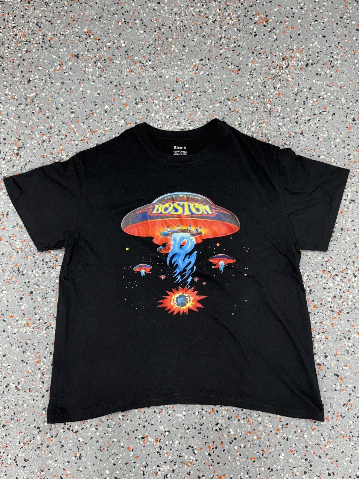 1987 Boston US Tour UFO Paper Black T-Shirt - S