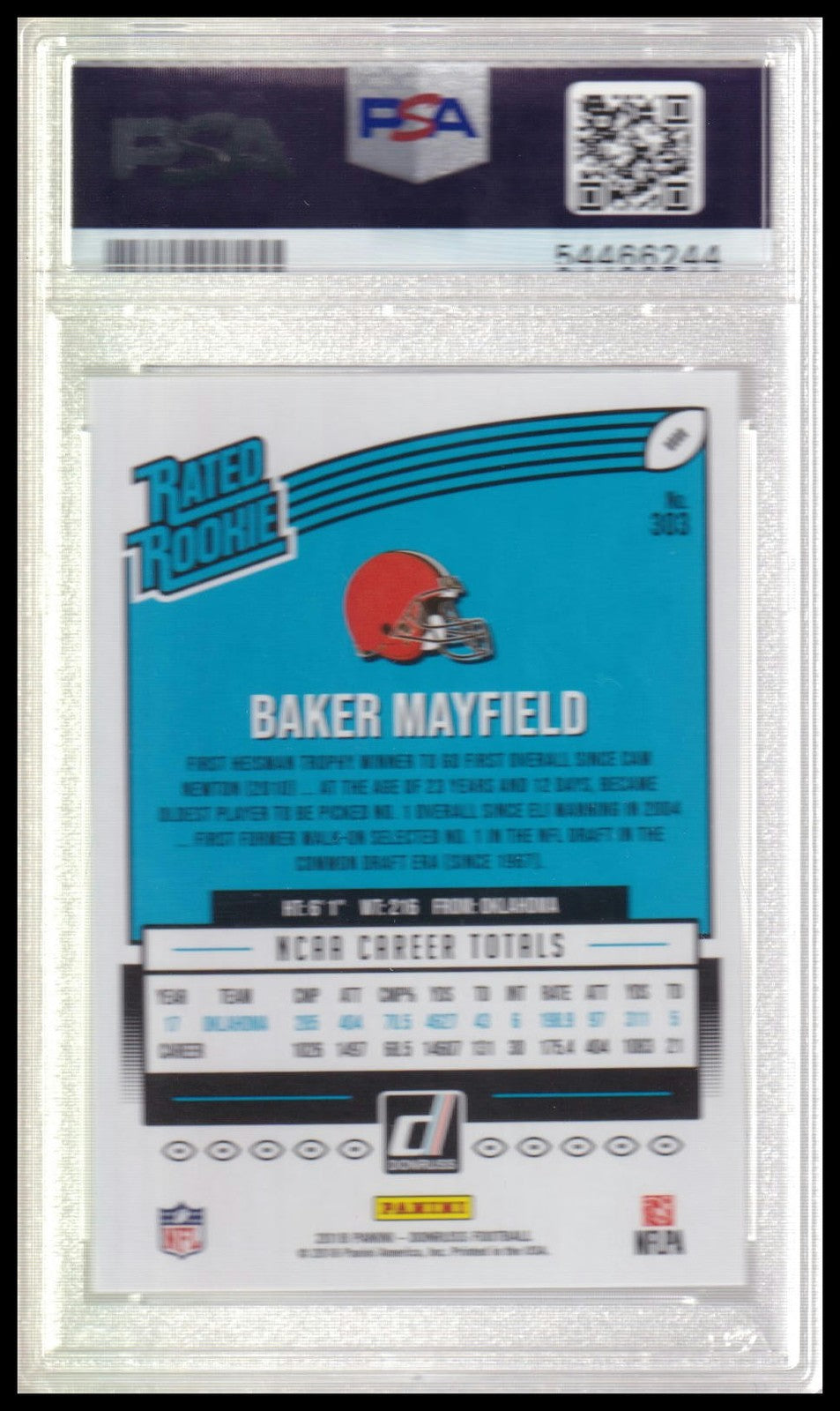 2018 Donruss #303 Baker Mayfield Press Proof Green PSA 9