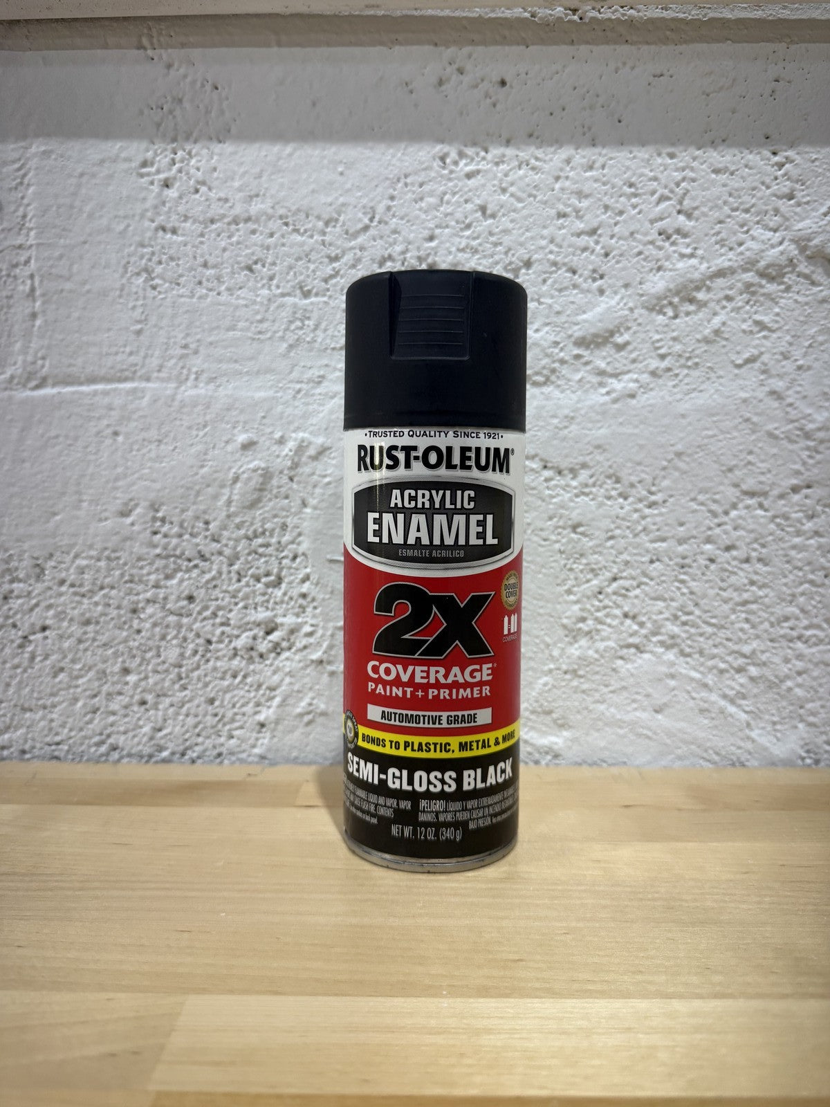 Rust-Oleum 271915 Acrylic Enamel 2X Spray Paint, 12 oz, Semi-Gloss Black