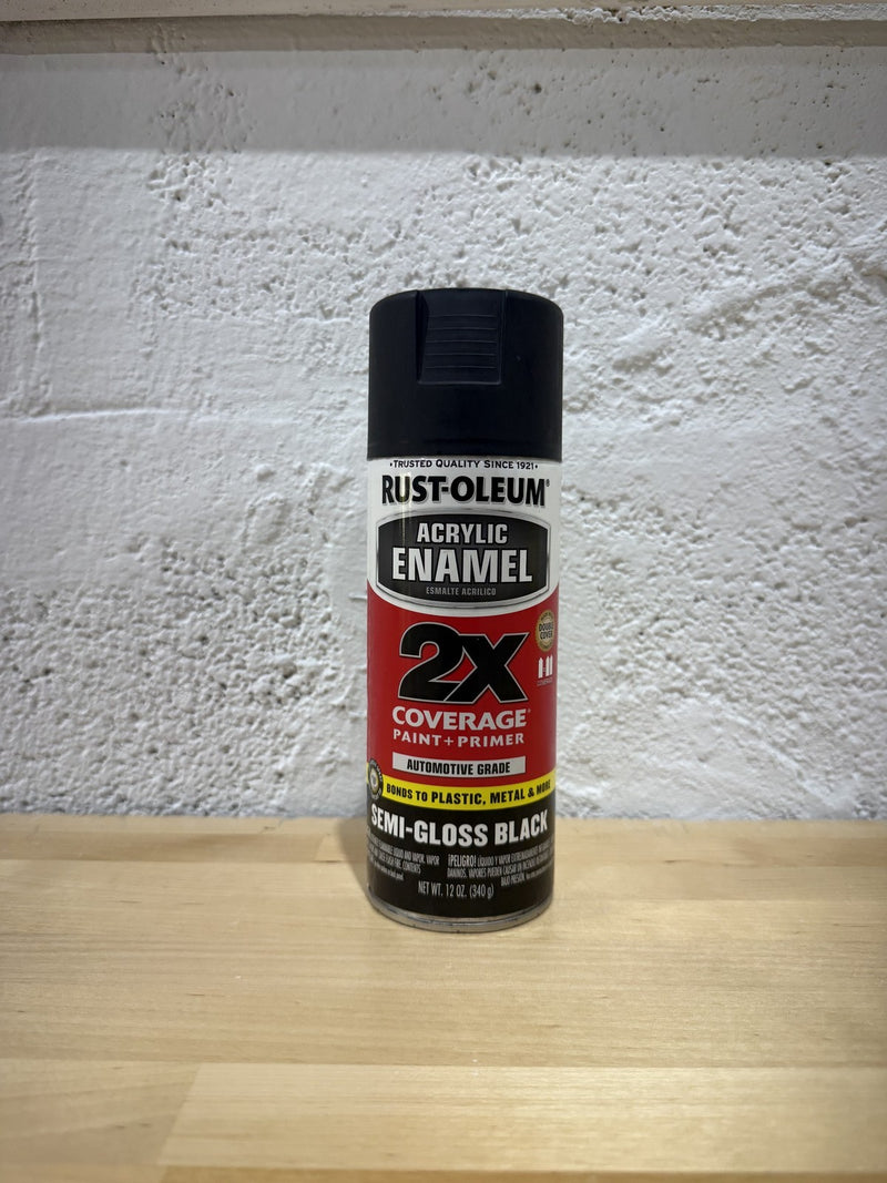 Rust-Oleum 271915 Acrylic Enamel 2X Spray Paint, 12 oz, Semi-Gloss Black