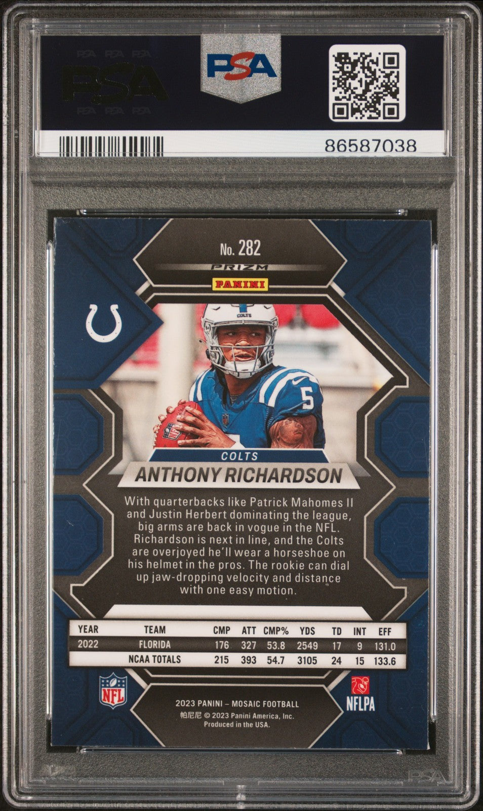 2023 Panini Mosaic #282 Anthony Richardson Reactive Yellow PSA 9