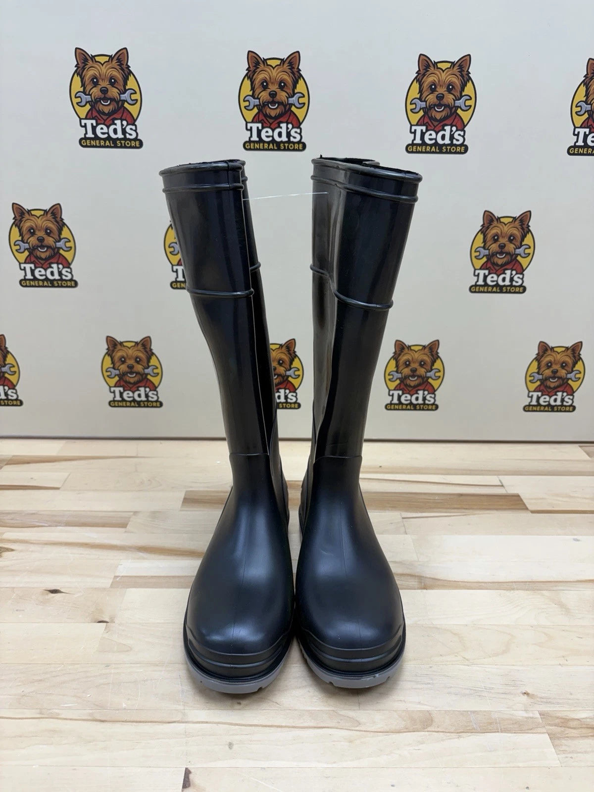 Rubber Work Boots Plain Toe w/ Steel Shank Gray/Black Men's Size 5