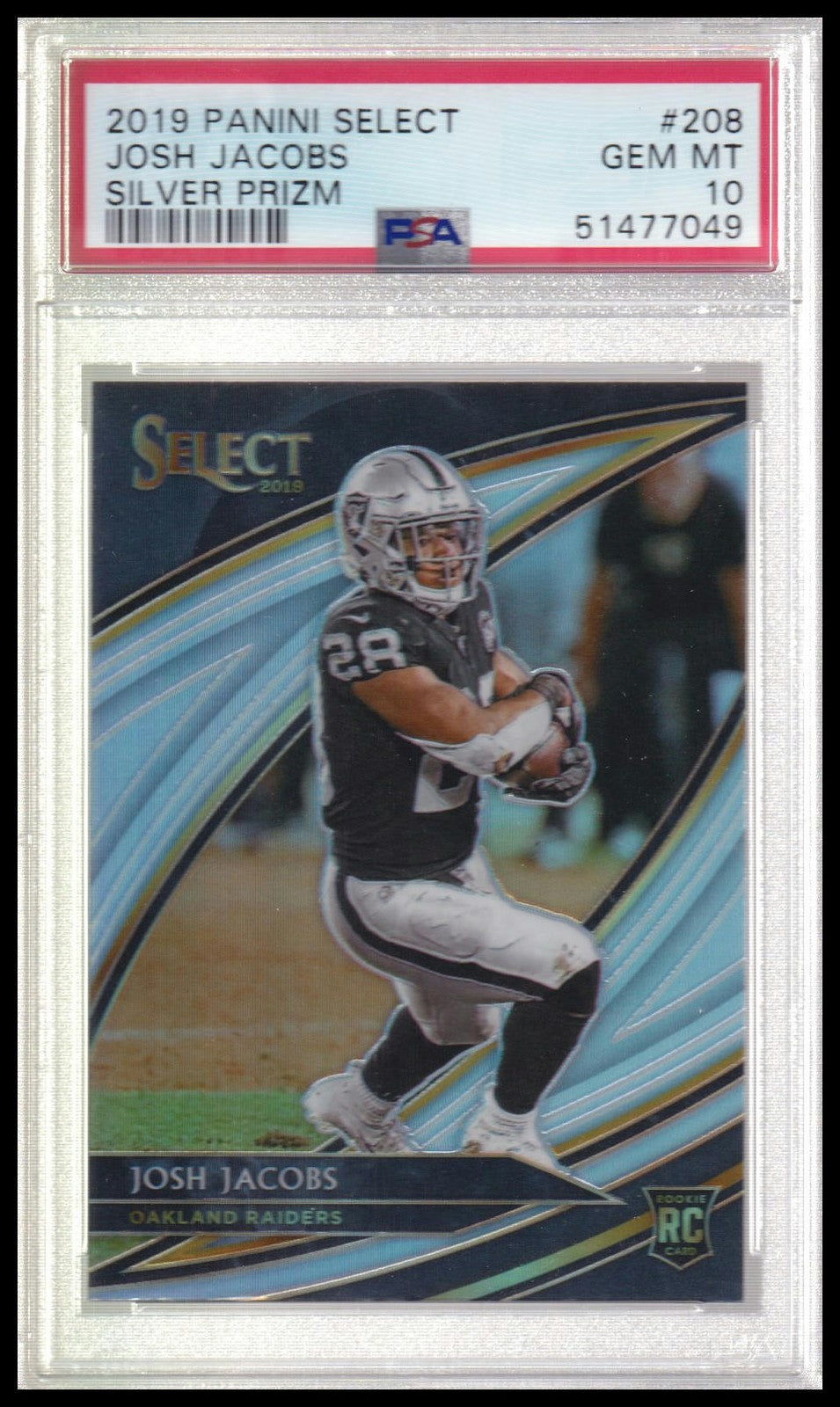 2019 Panini Select #208 Josh Jacobs Silver Prizm PSA 10