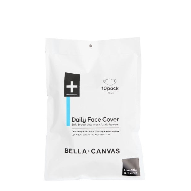 Bella + Canvas, Canvas Cloth Face Coverings, Face Mask, Black, Pack Of 10