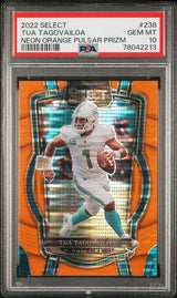 2022 Panini Select #238 Tua Tagovailoa Neon Orange Pulsar Prizm PSA 10 #/7