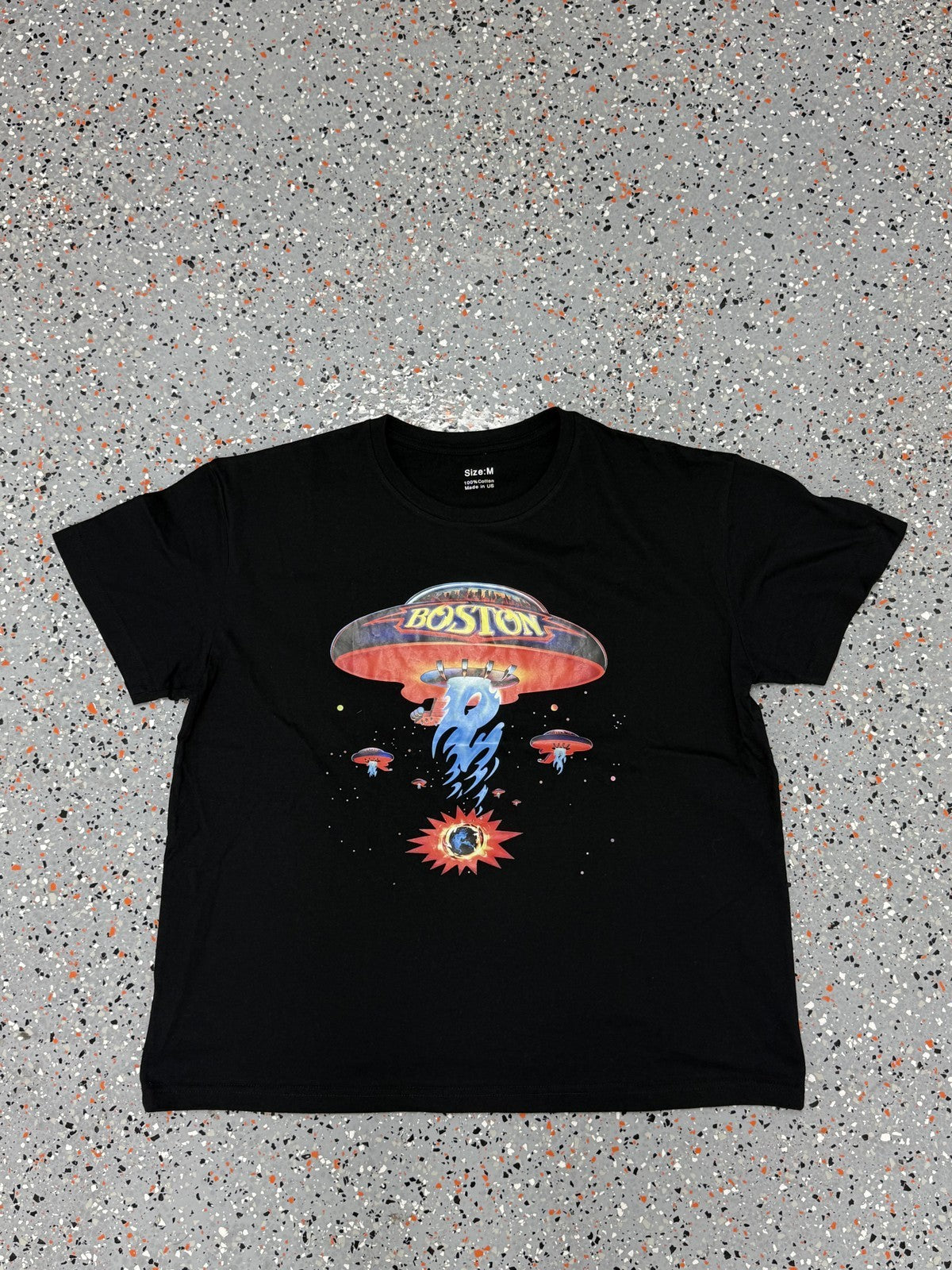 1987 Boston US Tour UFO Paper Black T-Shirt - M
