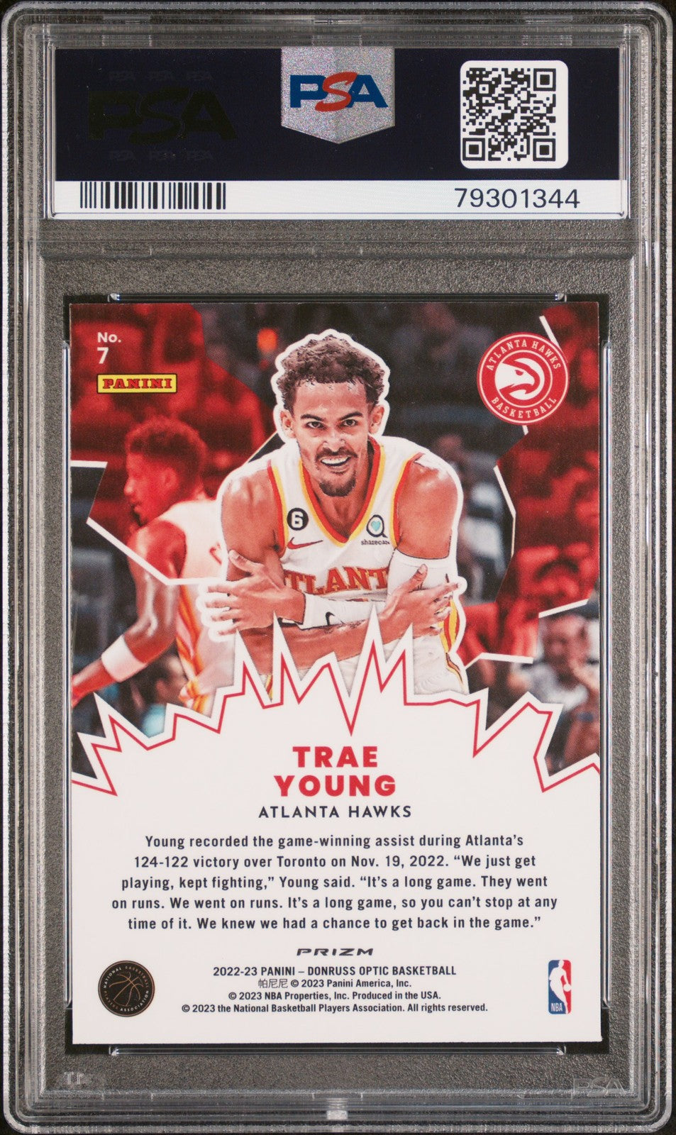 2022-23 Donruss Optic #7 Trae Young My House Purple PSA 10