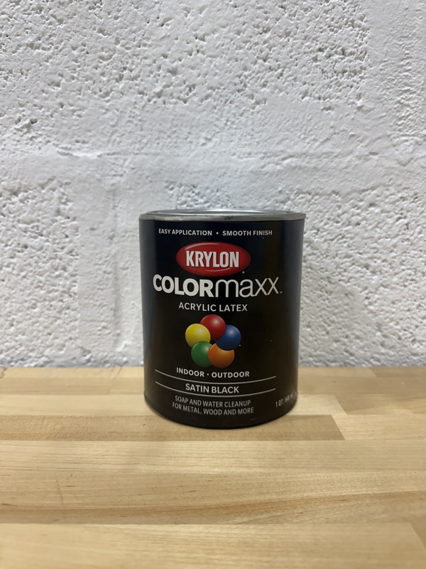 Krylon K05626007 Satin Black COLORmaxx Acrylic Latex Brush On Paint
