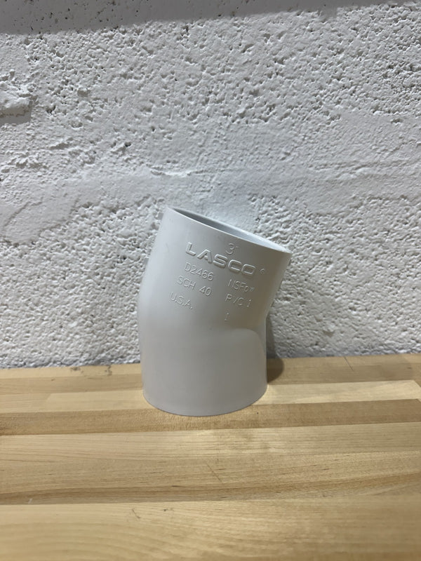 Lasco 3" Socket PVC 22-1/2 Degree Elbow Sched 40 465030