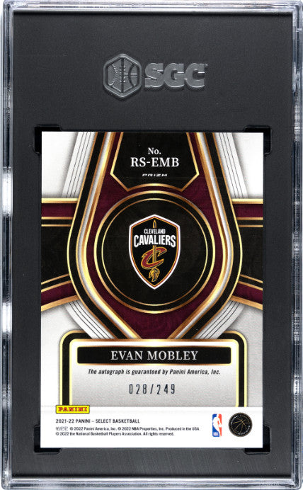 2021-22 Panini Select #RS-EMB Evan Mobley Rookie Signatures SGC 10