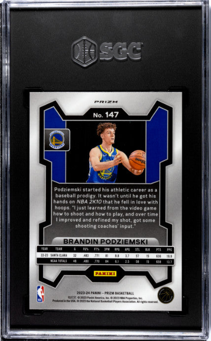2023-24 Panini Prizm #147 Brandin Podziemski Prizms Silver SGC 10