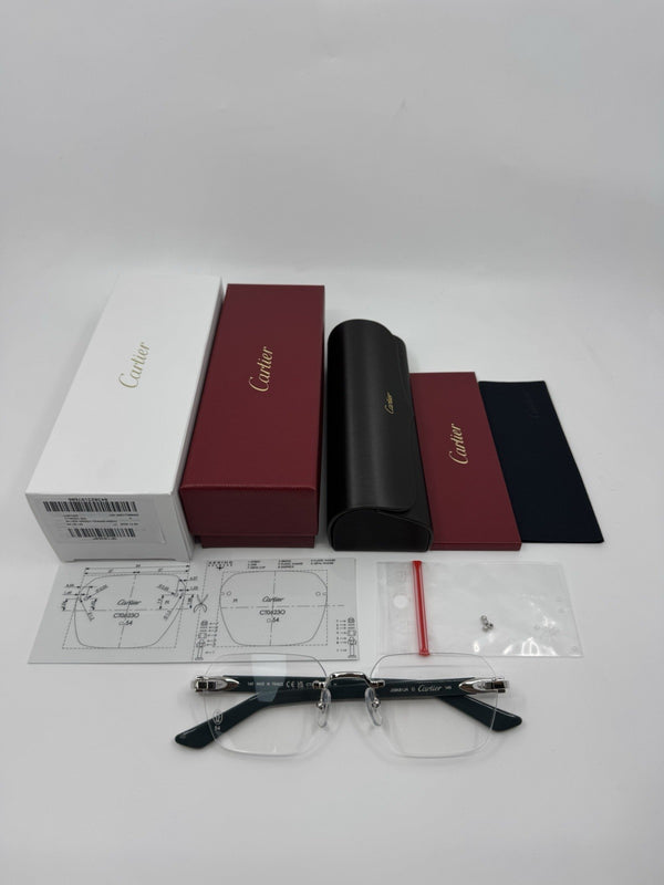 NEW! Cartier Silver/Green CT0623O-003 Glasses (Transparent Lens)