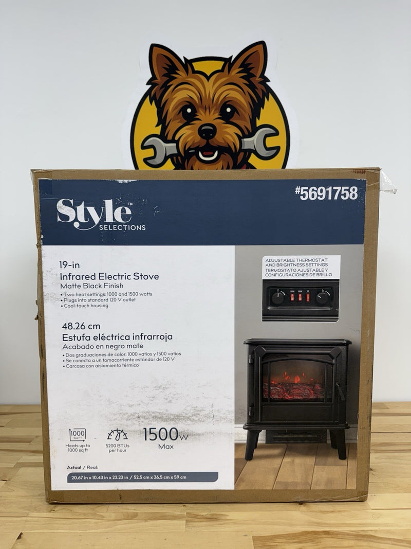 Style Selections W 5200 -BTU Black Metal Flat wall Fan-forced Electric Stove