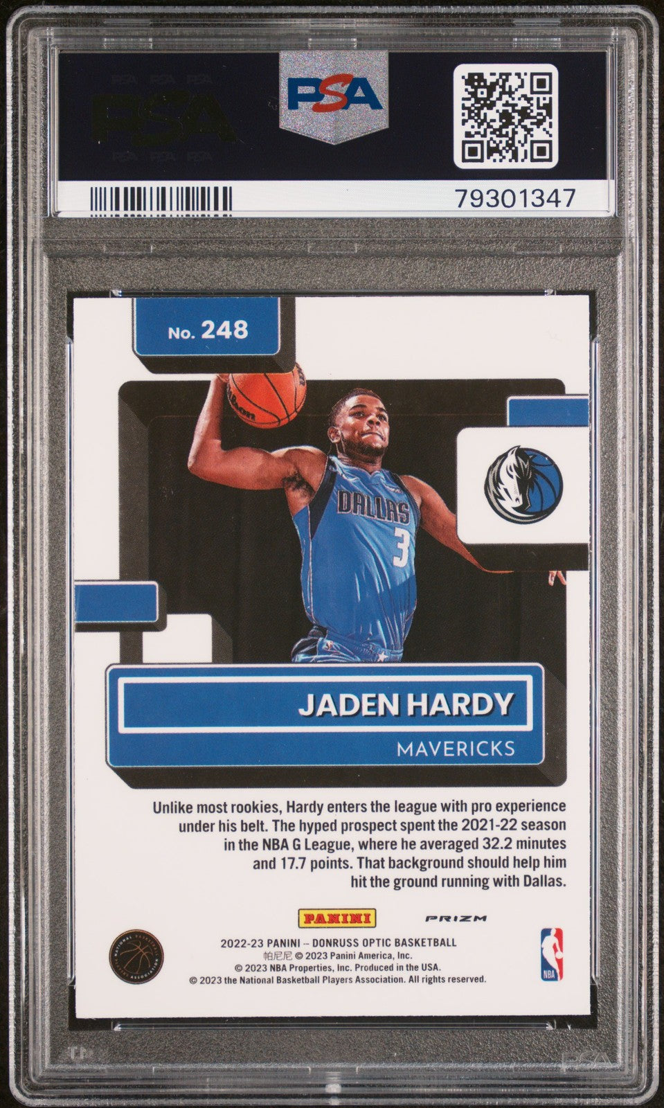 2022-23 Donruss Optic #248 Jaden Hardy Purple PSA 9