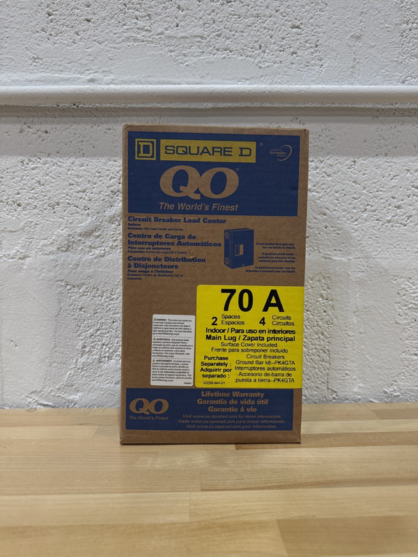 Square D Load Center, 2 Spaces, 70A Amps, 120/240V AC QO24L70S