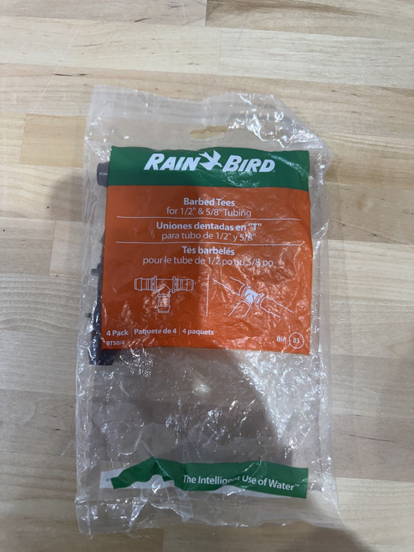 Rain Bird Tee, 1/2 In. Tubing, Brown, Plastic, PK4 BT50/4PKS A51049 9144759