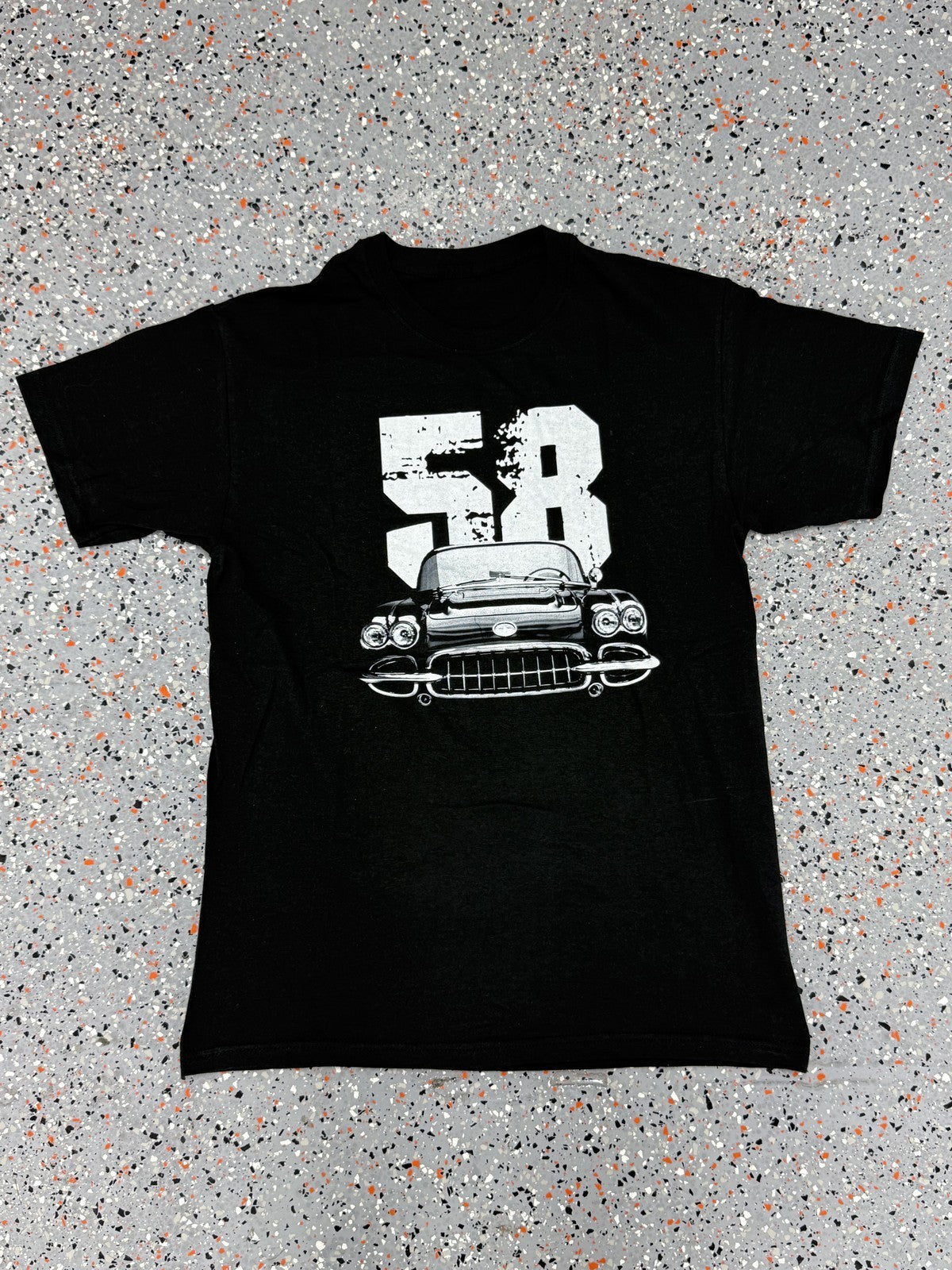 1958 Chevy Corvette Front Grill View With Year T-Shirt - M