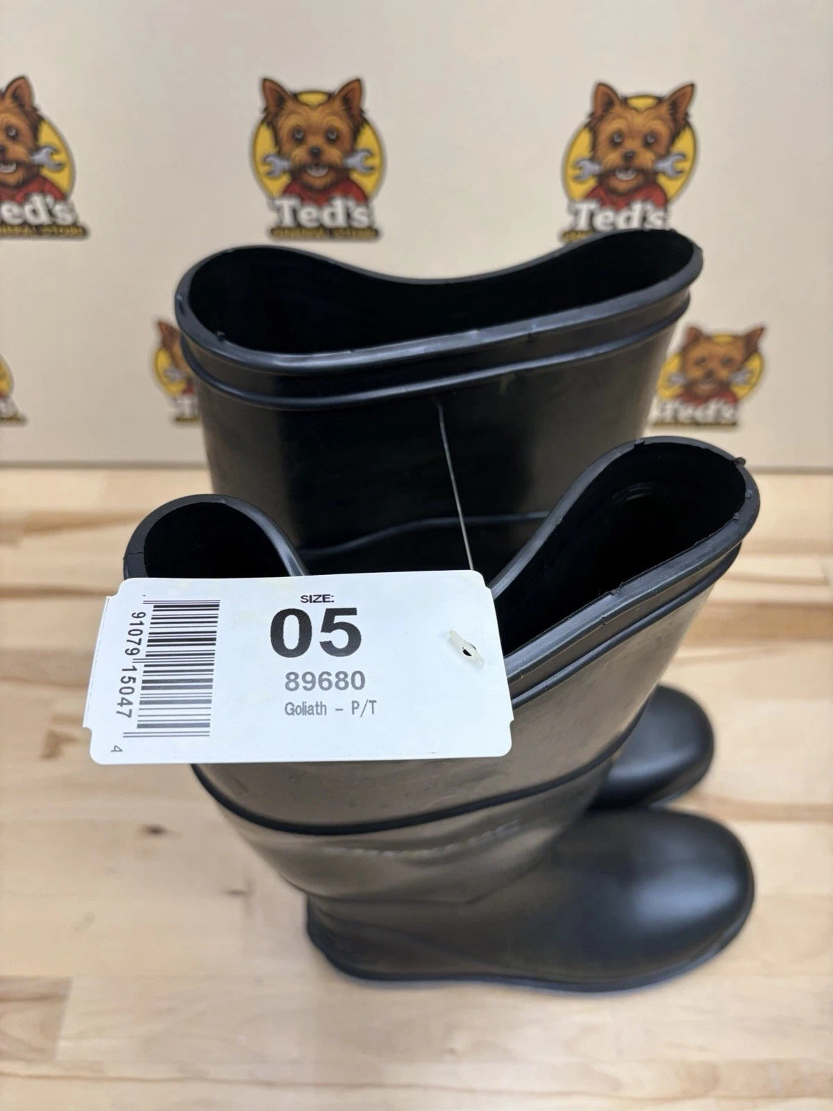 Rubber Work Boots Plain Toe w/ Steel Shank Gray/Black Men's Size 5