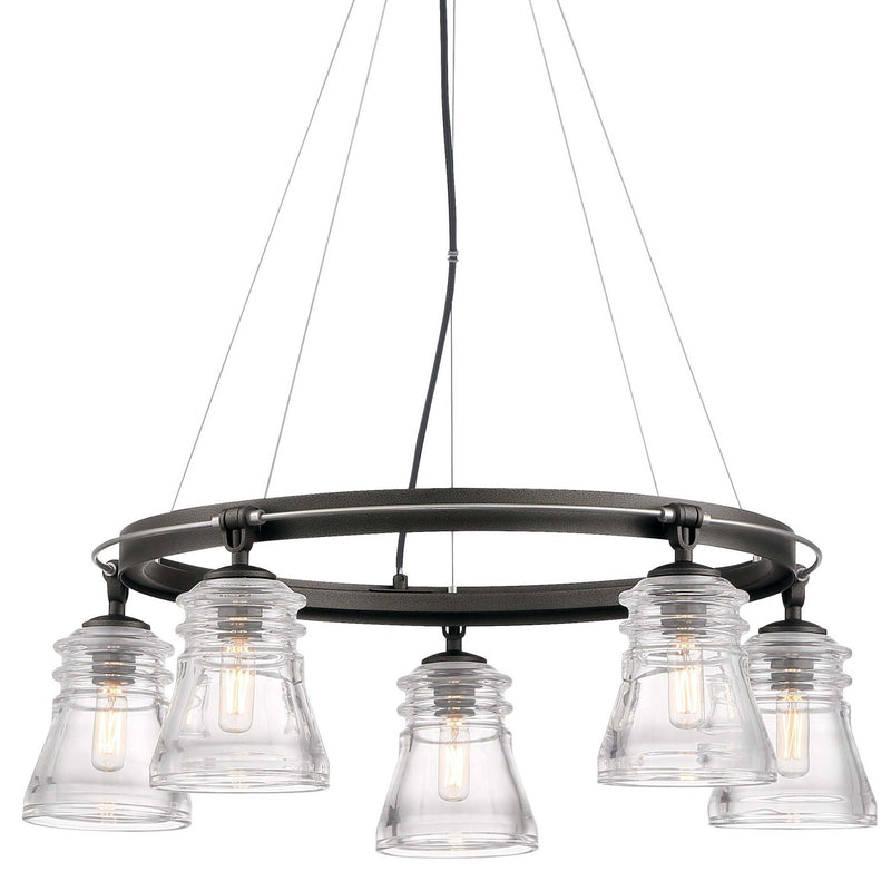 Minka Lavery 2736-709 Graham Avenue 5 Light 26"W Ring Chandelier - Smoked Iron /