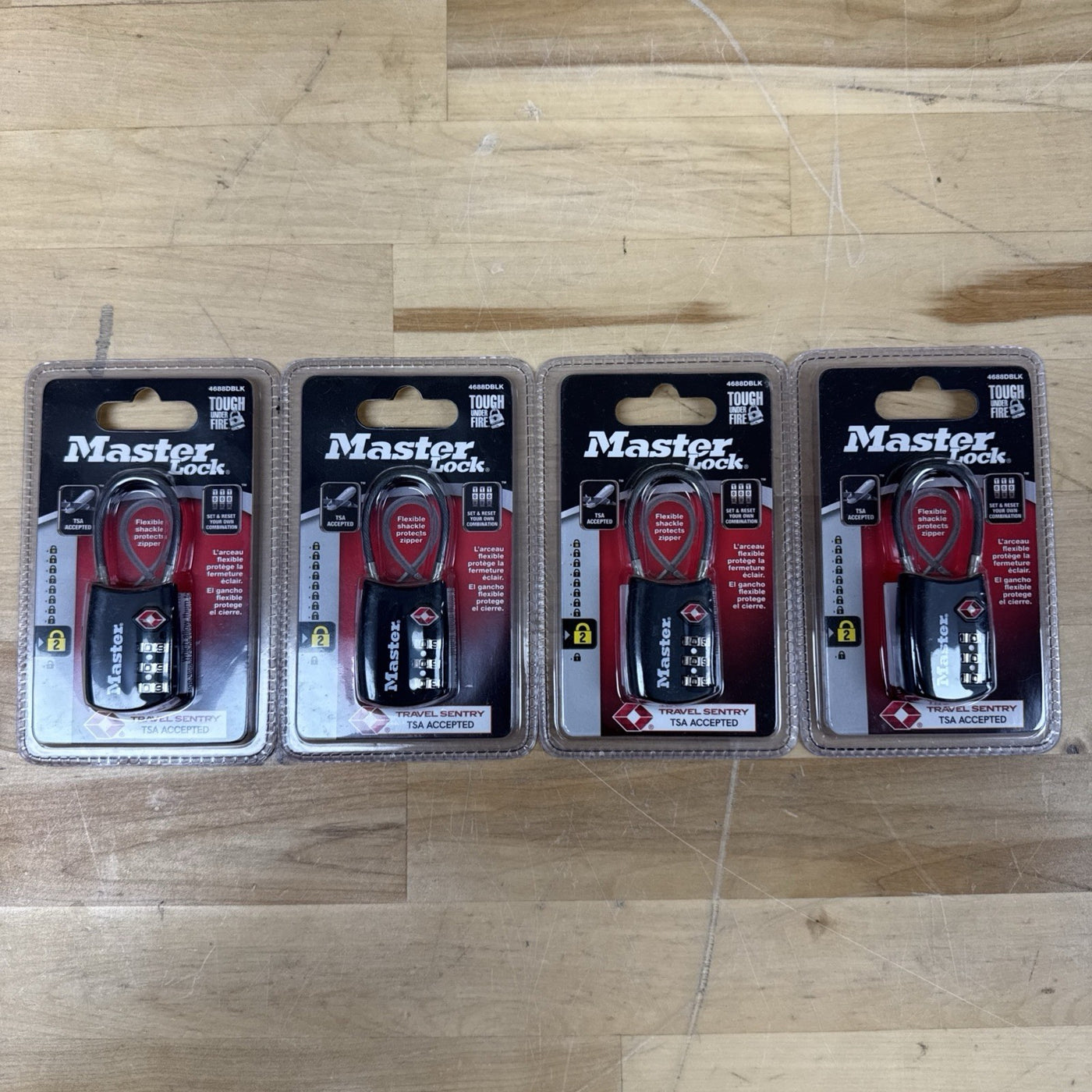 Master Lock Combination Padlock 4688DBLK SET OF 4 New Travel Sentry Approved