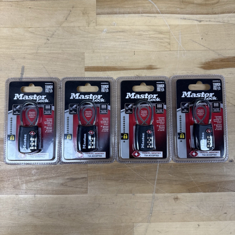 Master Lock Combination Padlock 4688DBLK SET OF 4 New Travel Sentry Approved