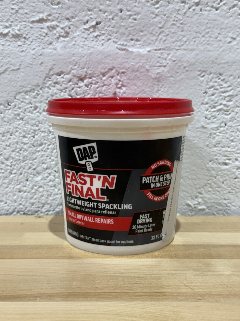 Dap Fast'n Final Lightweight Wall Fillers Spackling Quart 7079812142